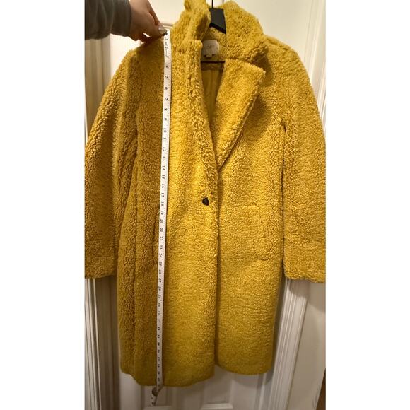LOFT Teddy Coat Long Women M Medium Yellow - Picture 5 of 7